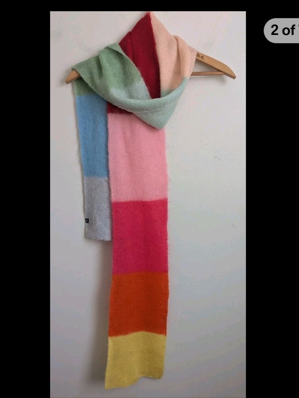Y2K GAP Multicolor Colorblock Knit Scarf Mohair Blend Colorful Unisex Rainbow
